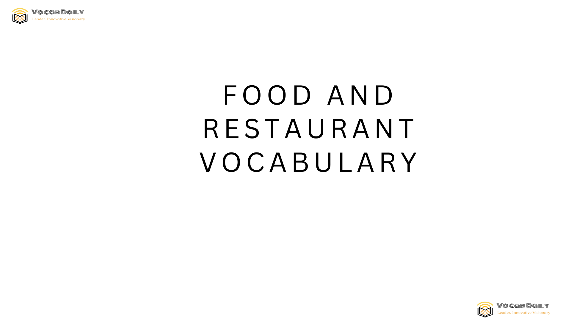 Food and Restaurant Vocabulary