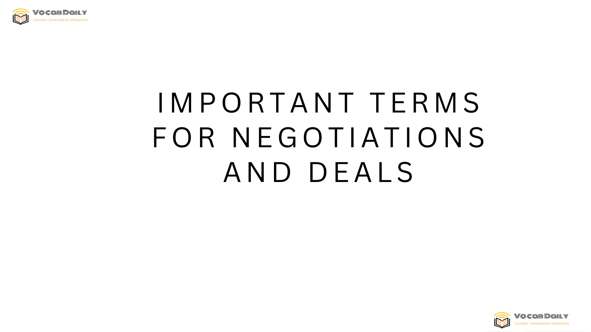 Important Terms for Negotiations and Deals