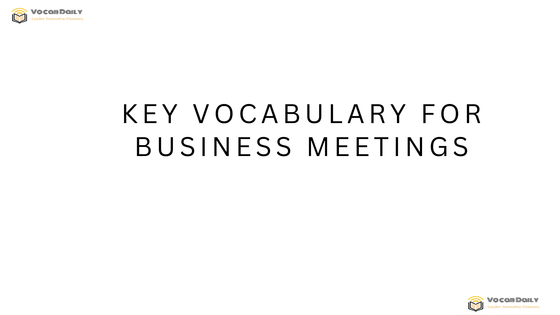 Key Vocabulary for Business Meetings
