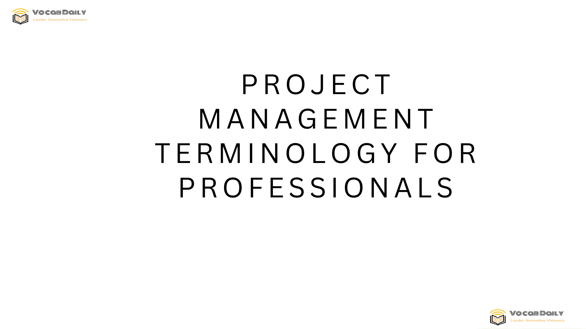 Project Management Terminology for Professionals