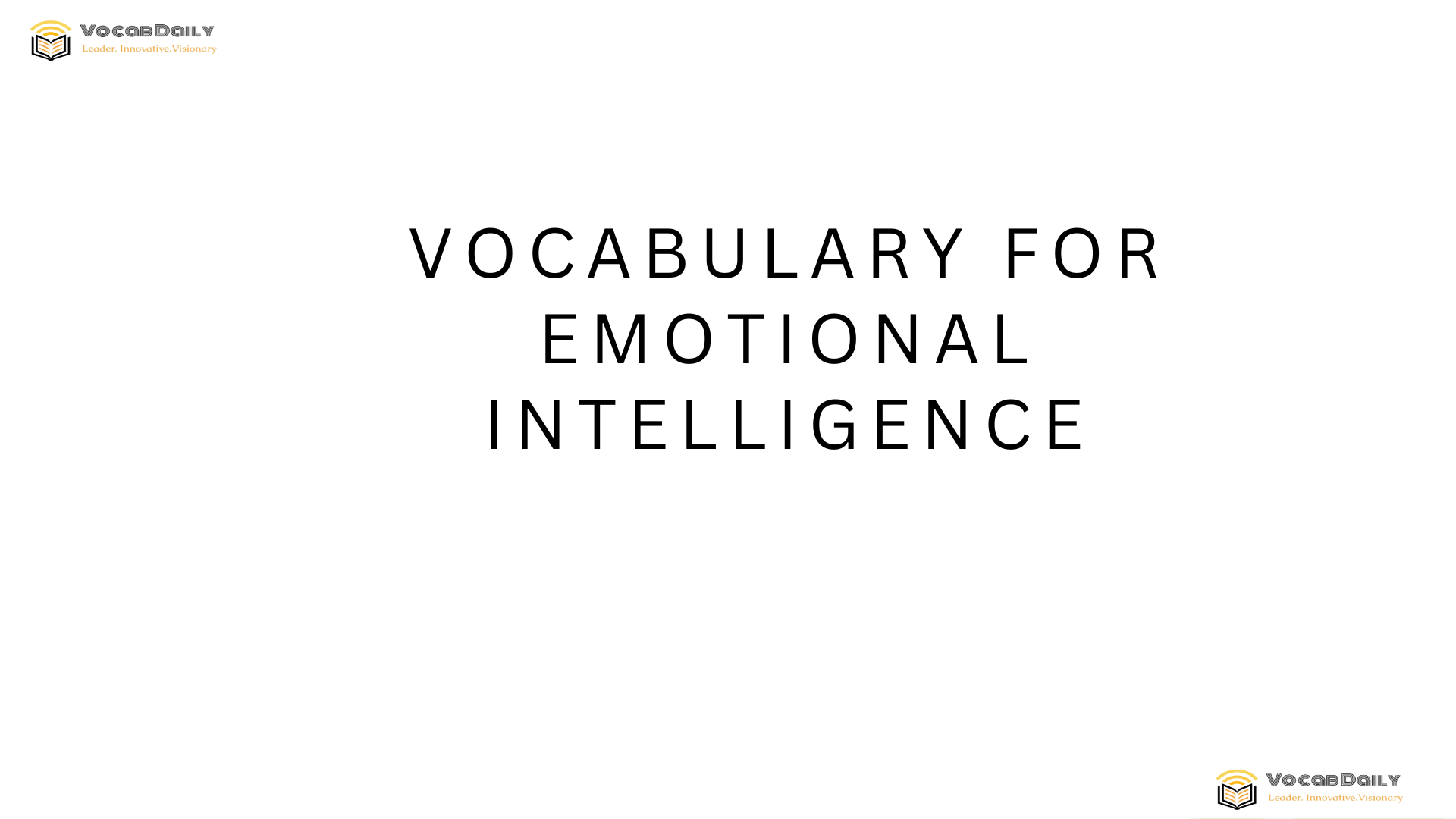Vocabulary for Emotional Intelligence