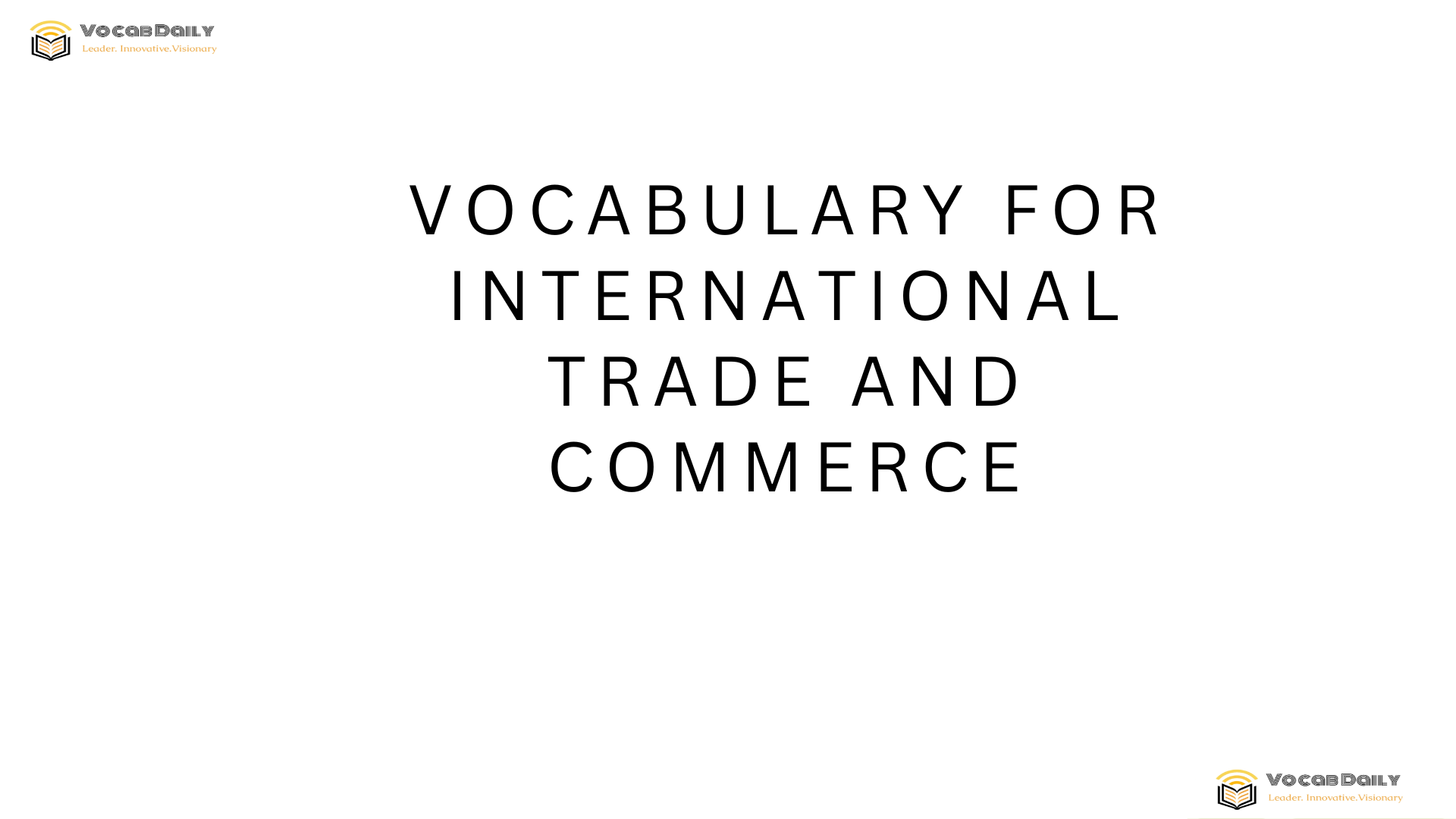 Vocabulary for International Trade and Commerce