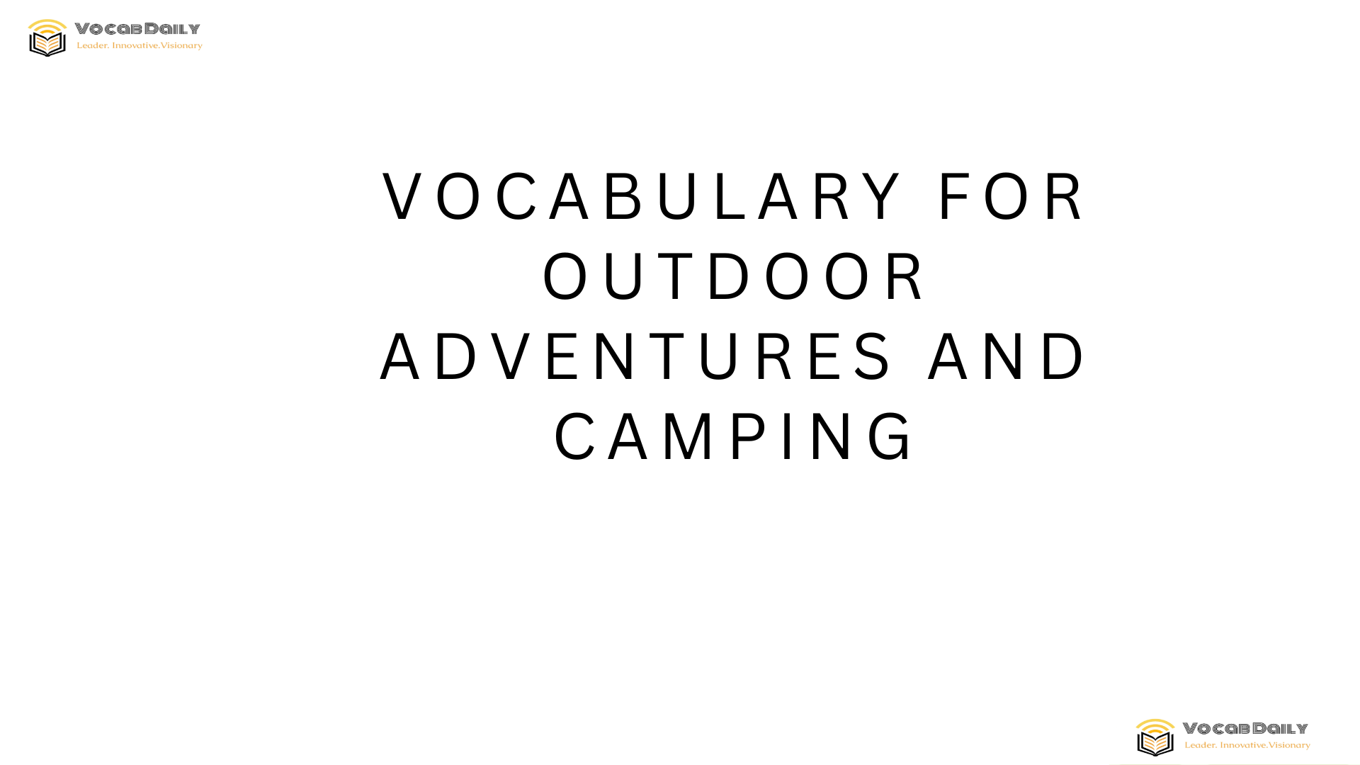 Vocabulary for Outdoor Adventures and Camping
