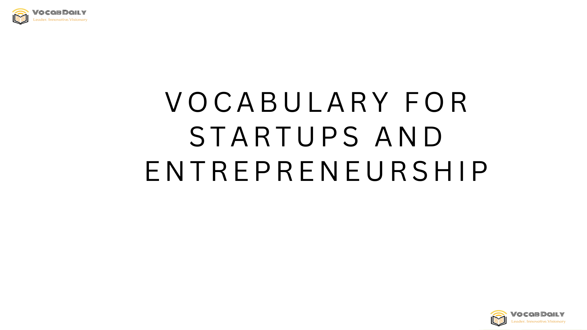Vocabulary for Startups and Entrepreneurship